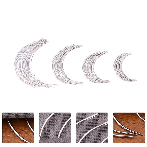 Raindrops 200Pcs C Type Weaving Needle Sewing Needles for Handicraft Enthusiasts Silver Stainless Steel
