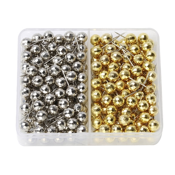 Raindrops 200pcs 6mm Football Pattern Map Nail DIY Positioning Pin Clothing Positioning Pin Push Map Tacks for Whiteboard Fabric Making (Gold and Silver Double Boxes 100pcs for a Box)