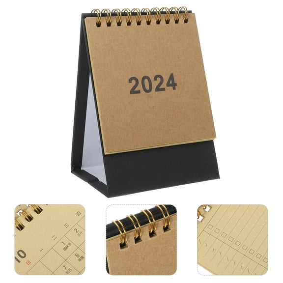 FOMIYES Desktop Calendar 2024 Black Standing Monthly Calendar for Office and Household Use