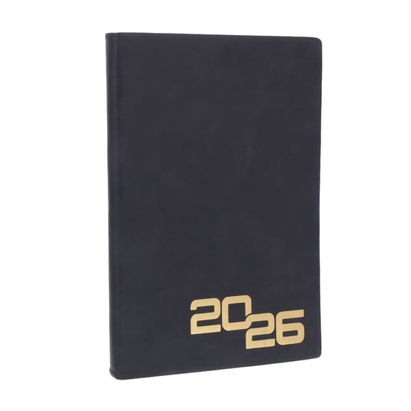 FOMIYES 2026 Daily Planner with Black PU Cover, Smooth Writing Pages, Organizer for Scheduling, Notes, and Time Management