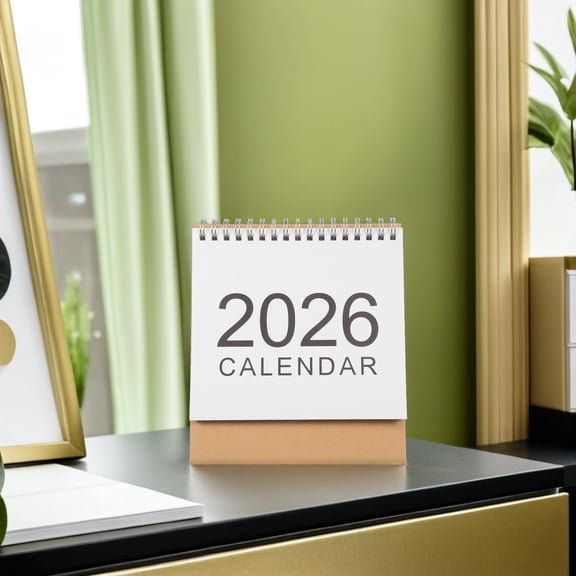Raindrops Creative 2026 Standing Desk Calendar White with Foldable Design for Workspaces