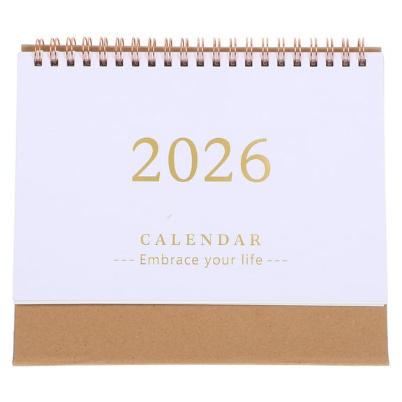 FOMIYES 2026 Daily Planner Desk Calendar Light Brown Paper for Home Use