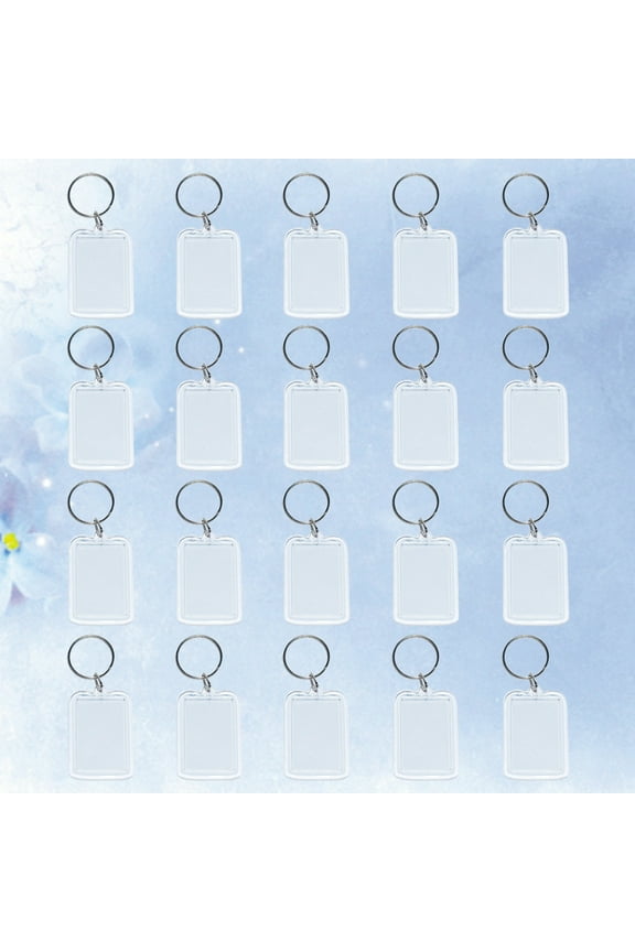 20PCS Acrylic Keychain Decorations Creative Blank Key Ring Pendant Transparent Plastic Key Chain Crafts for Bag Backpack