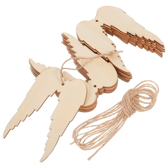 Raindrops Khaki Unfinished Wood Angel Wings Set 20 Pieces for Holiday Party Decorations and Craft Projects
