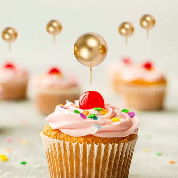 Raindrops 20Pcs Golden Round Cake Topppers Safe Material for Cake Decoration and Party Use