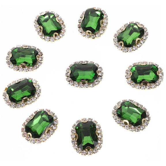 Raindrops 20Pcs Clothing Diy Rhinestones Green Oval Glass Copper for Handmade Accessories