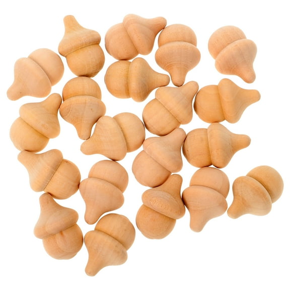 Raindrops 20Pcs Diy Paint Toys Wooden Acorns Unfinished Dolls Khaki Acorn Shape For Home Decoration And Craft Projects