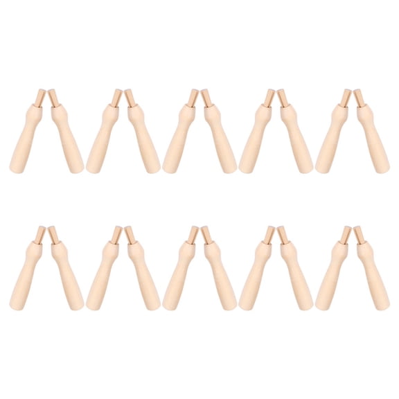 FOMIYES 20Pcs Beige Wool Felt Handles with Wood, Portable Lightweight Crafting Supplies for Projects