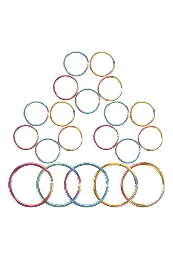 20-Pack Stainless Steel Round Key Bulk Set for Keys, Smooth Keychain Accessories, Multi-Color Options