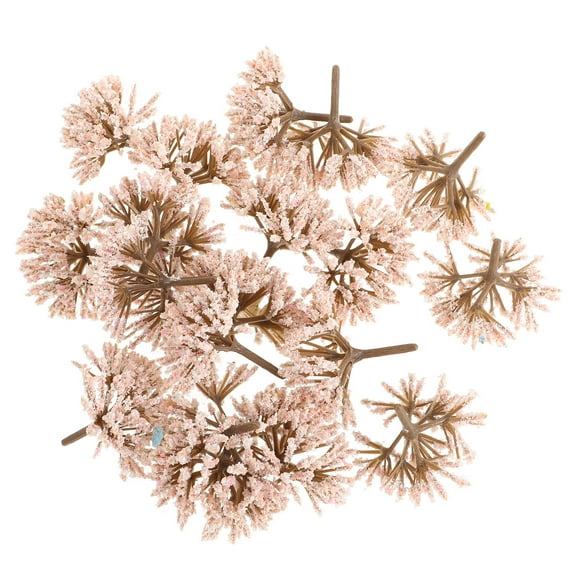 Raindrops 20Pcs Miniature Decor Pink Cherry Blossom Tree Model Abs Sponge Realistic Design