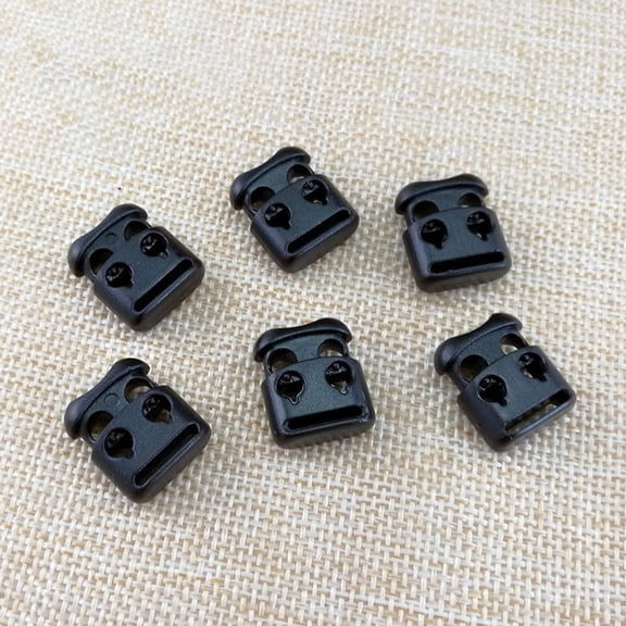 Raindrops 20Pcs Nylon Plastic Double Hole Spring Buckle for Clothing Accessories Adjustable Rope Locking Black