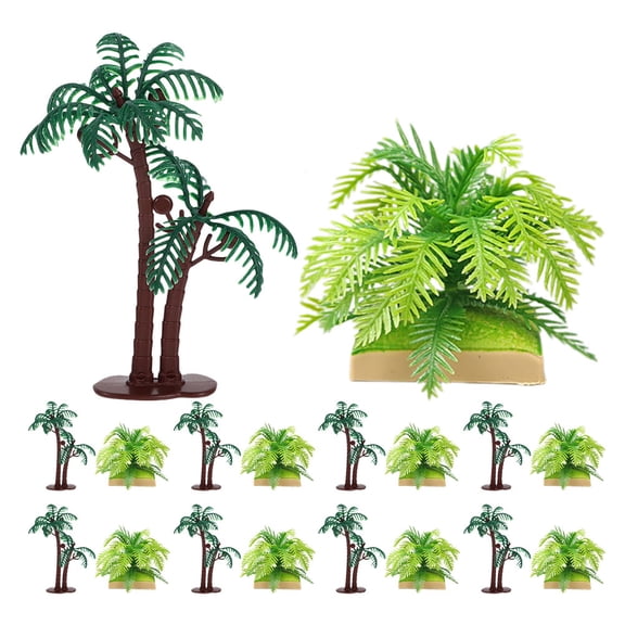 FOMIYES 20Pcs Plastic Artificial Coconut Palm Trees Realistic Tropical Plants for Model Train Layouts