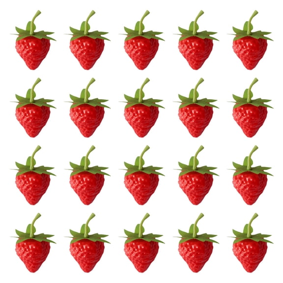 Raindrops Lifelike Red Artificial Strawberries, Versatile Plastic Fruit Decor for Any Setting 20Pcs