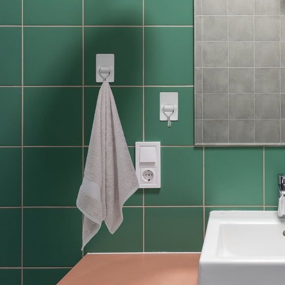 Raindrops 20Pcs Self Stick Stainless Steel Towel Hooks with Heavy Duty Adhesive for Wall Mount