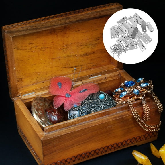 Raindrops 20Pcs Tiny Hinges for Miniatures Silver Iron Small Craft Hinge Connector