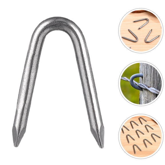 Raindrops Garden Steel U-Shaped Nails for Fencing, Iron Finish, 20 Pieces Outdoor Fasteners