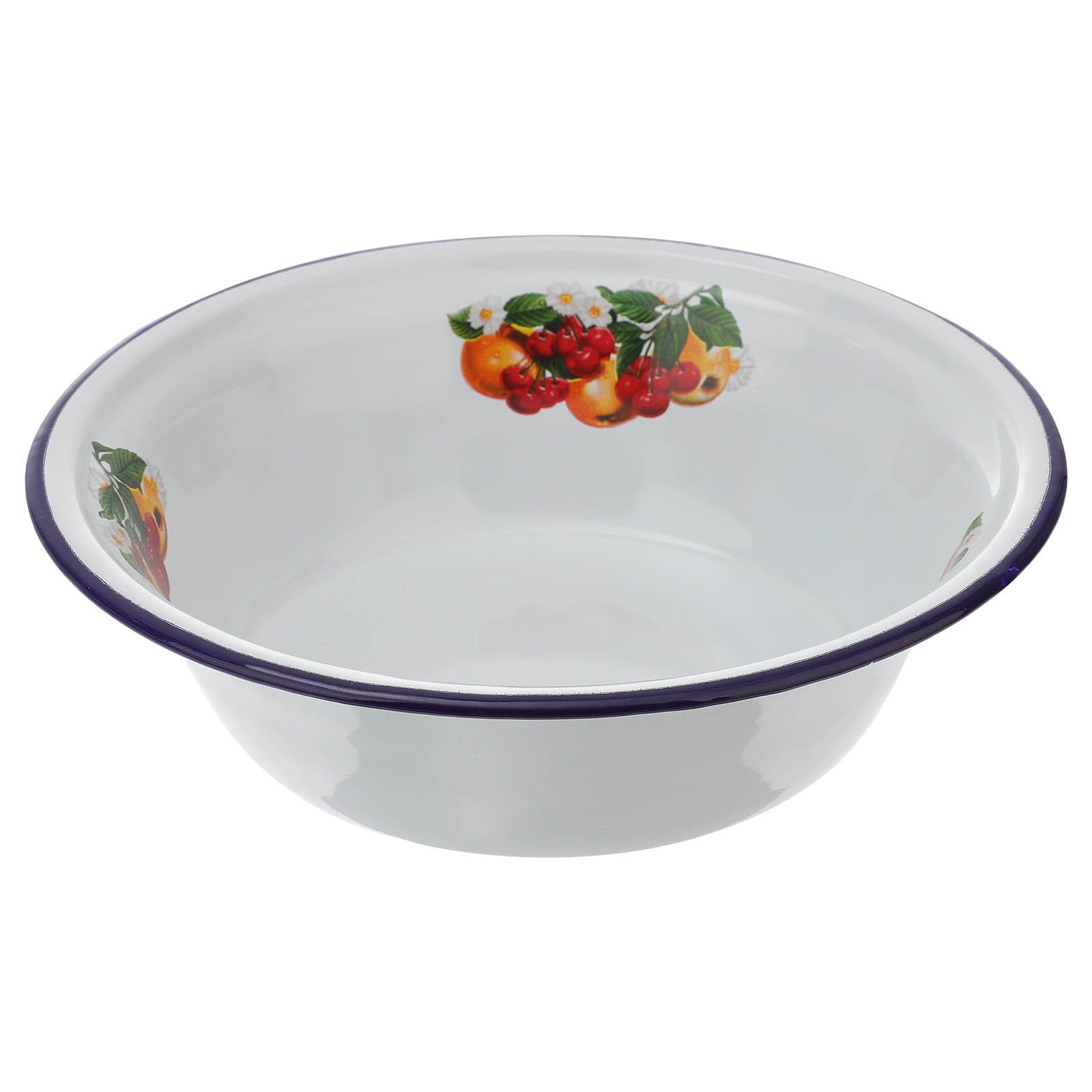 Raindrops 20cm Enamel Salad Bowl Vintage Metal Tray with Lid