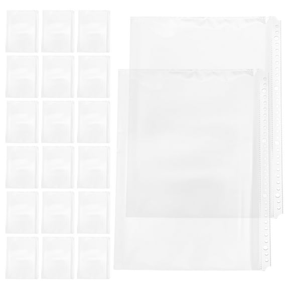 Raindrops 20pcs 30-Hole A4 Document Folder Inserts Clear Binder Sleeves Transparent File Holder Waterproof Document Wallet for School Office Home Protects