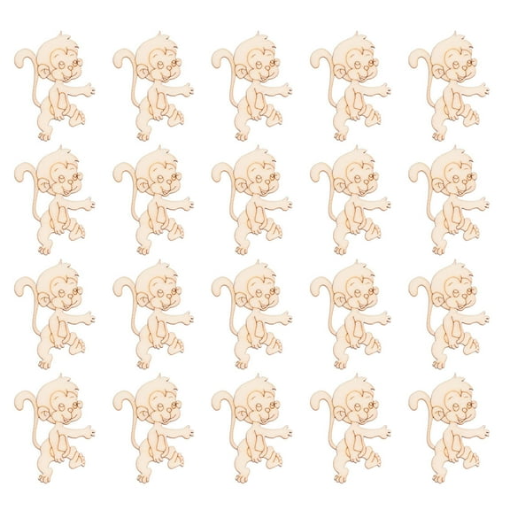 Raindrops 20pcs DIY Animals Unfinished Wooden Slices Monkey Craft Embellishments Ornaments