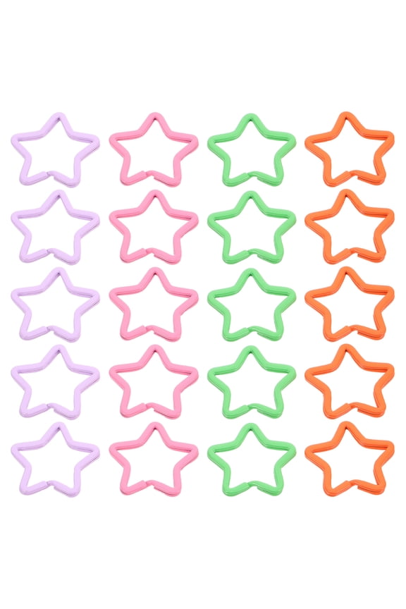 20-Pack Colorful Metal Star Keychains, Vibrant Assorted Colors for Keys, Bags, and Decorative Accessories