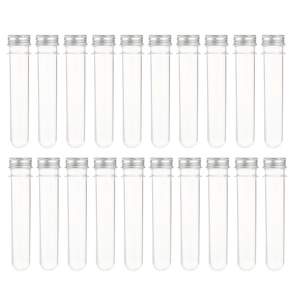 FOMIYES 20-Pack Plastic Cylindrical Test Tubes for Laboratory Use, 5.6 Inch Science Lab Equipment