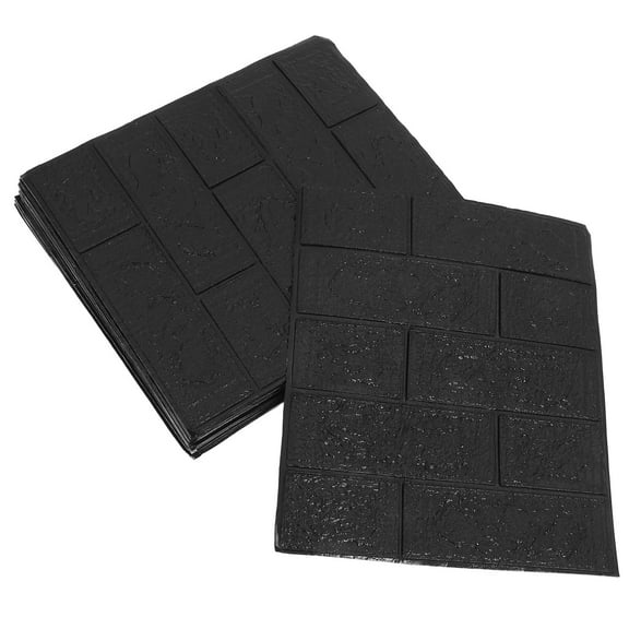 USHOBE 20Pcs Black Decorative Brick Stickers Peel and Stick Wall Wallpaper for Home Decor