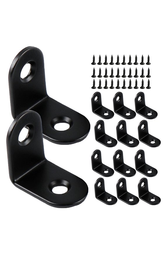 20Pcs Black Stainless Steel L Brackets for Shelves Heavy Duty Right Angle Support
