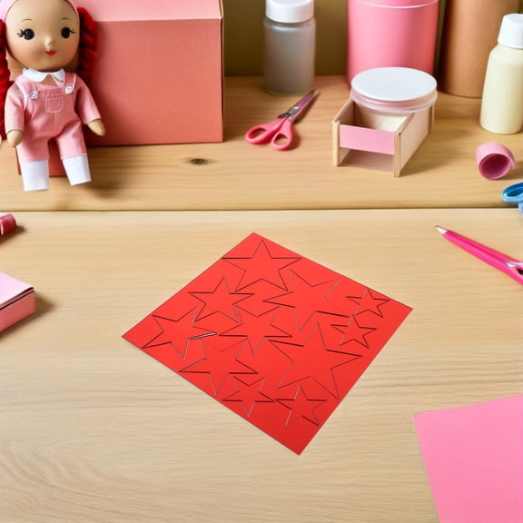 Raindrops 22Pcs Acrylic Star Shape Mirror Wall Stickers Red Decorative Decals for Room Decoration