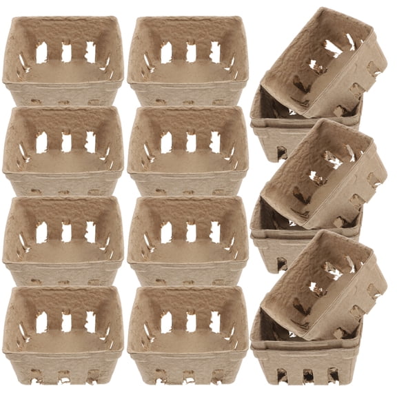 Raindrops Beige Paper Fruit and Vegetable Boxes for Storage with Ventilation Holes to Keep Produce Fresh 24pcs