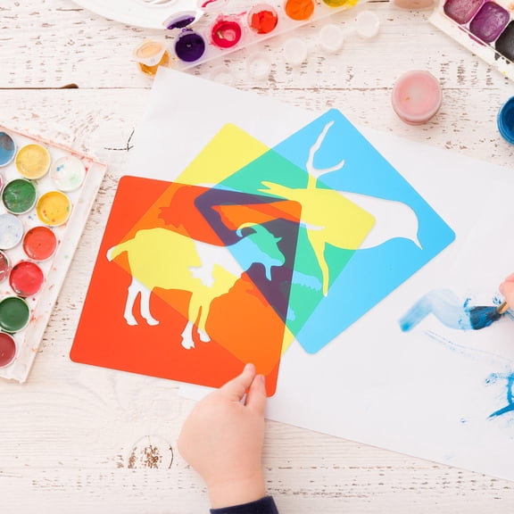 Raindrops 24Pcs Animal Stencils for Painting Wall Home Decor PP Material Assorted Color Reusable