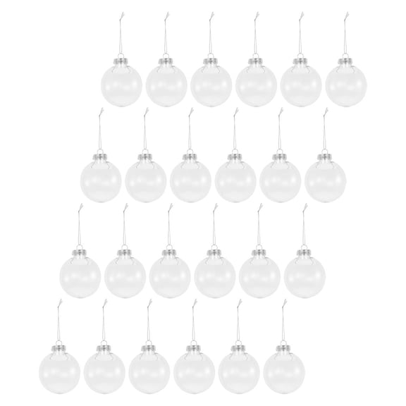 FOMIYES Transparent Pet Christmas Decorative Baubles Flat Oval Fillable Ornaments 24Pcs