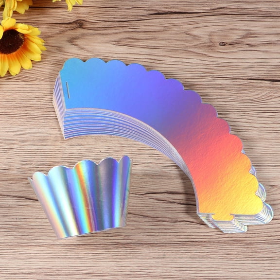 Raindrops Iridescent Cupcake Wrappers Assorted Color for Decoration 24Pcs