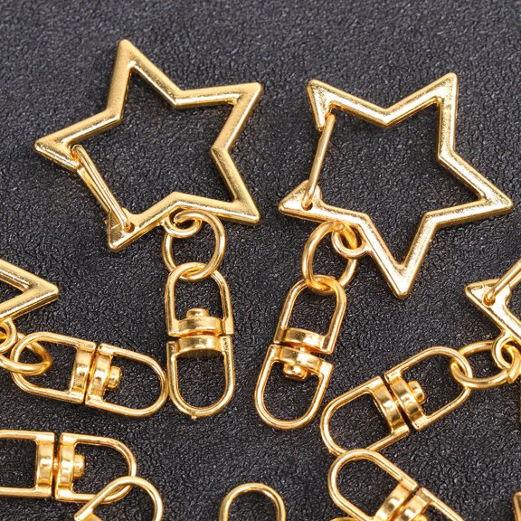 Raindrops Auto Key Chain Zinc Alloy 24Pcs Golden Star Shaped Hookable Keychain