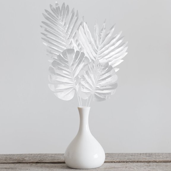 Raindrops Silver Plastic Simulated Leaves for Decoration, and Realistic, 24Pcs