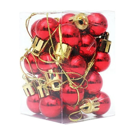 Raindrops 24pcs 2CM Christmas Pendant Miniature Ball Hanging Decor Xmas Tree Ornaments Layout Decorative Props for Home Store (Red)