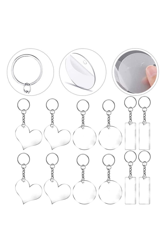 24-Pack Transparent Acrylic Keyring Blanks for Keychains, Craft Supplies for Family and Creative Projects