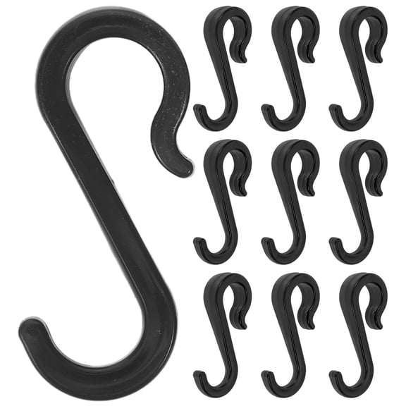 Black Plastic S Shaped Hooks for Hanging Use Durable and Wear Resistant 24pcs