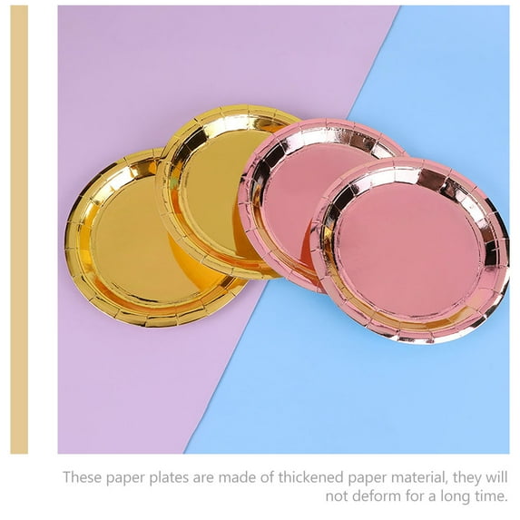 Raindrops 25 Pcs Disposable Paper Tray Birthday Plates Party Cake Tableware Golden