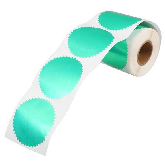 Raindrops 250pcs Embossing Stickers Blank Metallic Green Certificate Seals Embossed Foil Stickers Scallop Edge Stickers Embosser Stamp Sealing