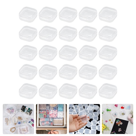 Raindrops 25Pcs Mini Jewelry Container for Small Jewelry Containers Transparent Plastic Square