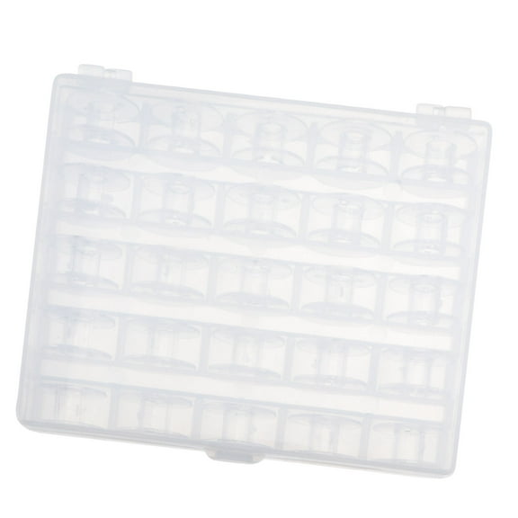 Raindrops 25Pcs Transparent Plastic Bobbin Storage Case for Sewing Machine Spools and Accessories