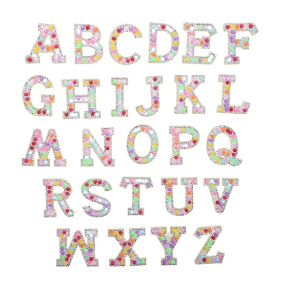 Raindrops 26 Alphabet Letter Rhinestone Embroidered Patch Applique for Clothes & Backpack