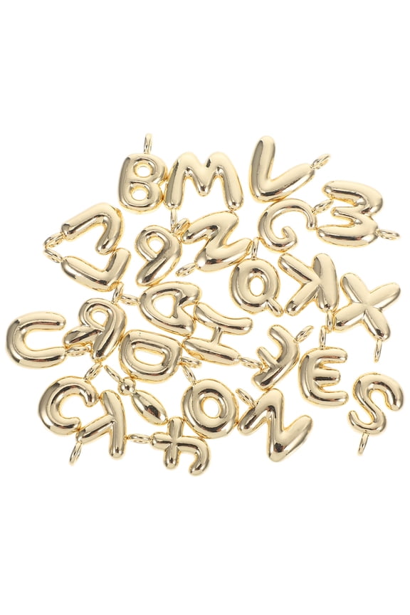 26 Pcs Small Initial Charms Golden Bubble Jewelry For Teens Versatile Daily Wear Trendy Style