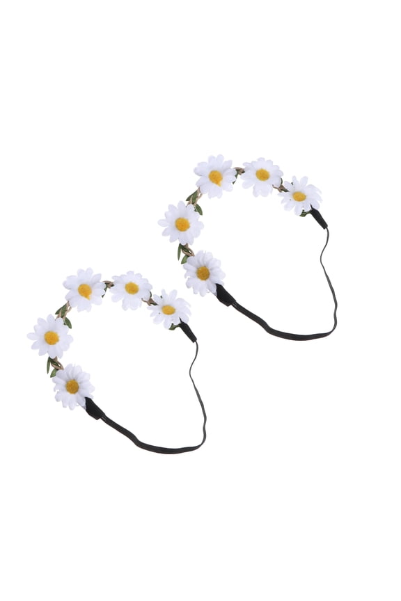 2PCS Daisy Headbands Floral White for Women Wedding Decoration Bridal Accessory