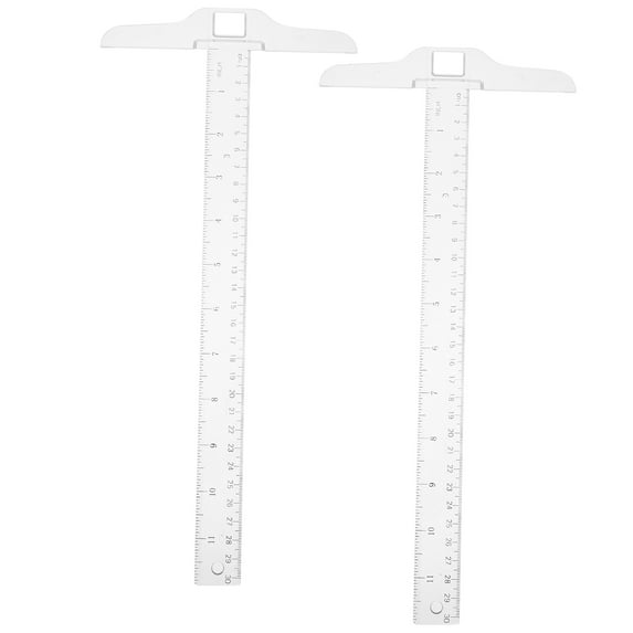 Raindrops Clear T-Shape Multi-Purpose Ruler Set, 2 Pieces for Accurate Measuring, Drawing, and Crafting