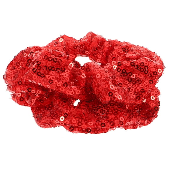 Raindrops 2Pcs Red Sequined Stretchy Hair Rope Elastic Ponytail Holders for Stylish Hair