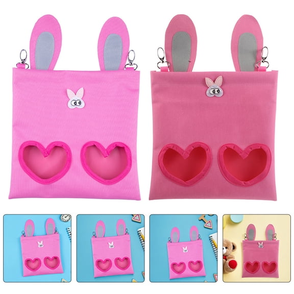 Raindrops 2Pcs Durable Pink Rabbit Hay Feeder Hanging Design Small Animals