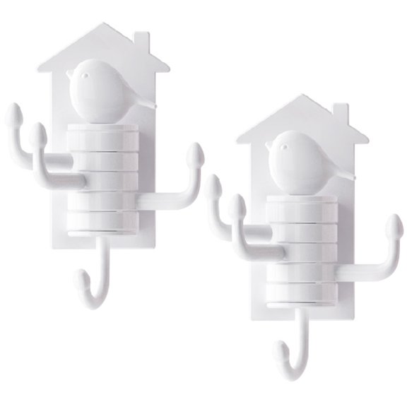 USHOBE Hooks Self Adhesive Wall Hook White Plastic 2PCS