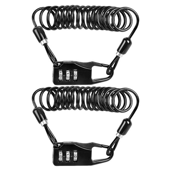 Raindrops 2Pcs Bike Security Cable Lock in Black with Settable 3-Digit Combination Password