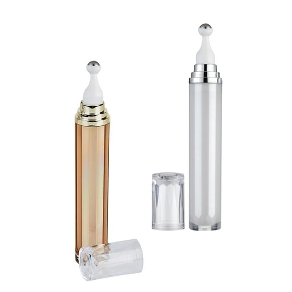 Raindrops 2Pcs 20ml Roller Ball Bottles Eye Cream Rolling Bottles Cosmetics Container (Golden, White)